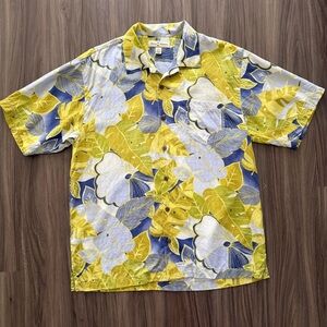 Tommy Bahama Hawaiian Leaf Relax Short Sleeve 100% Silk Shirt Men’s Medium